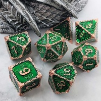 Ensemble de dés de jeu de rôle D&D en métal, 10 couleurs disponibles, avec chaîne mode et dragon polyédrique sculpté, vente en gros