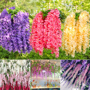 Guirlandes de fleurs artificielles de glycine Miaomiao en soie, réalistes, pour décorations de mariage et de maison, bouquets, accessoires de photographie en extérieur - Product Image 4