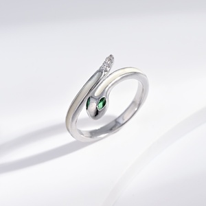 custom plata 925 <b>silver</b> Snake Unisex Minimalist <b>ring</b> wedding hip hop yellow gold plated green stone <b>adjustable</b> fashion <b>rings</b> - Product Image 1
