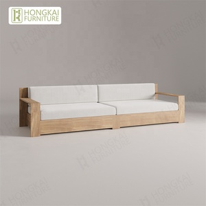 Conjunto de Sofá de Jardín de <span class=keywords><strong>Madera</strong></span> de Teca, Muebles de Exterior, Sofá de <span class=keywords><strong>Madera</strong></span> Maciza y Mesa de Centro, Conjunto de Sofá Seccional de Teca Paito - Product Image 3