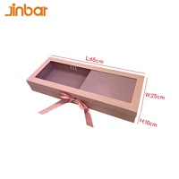 Solutions d'emballage Jinbar, grandes boîtes en carton avec boîte cadeau en soie rose, fleur transparente pour Noël, boîte cadeau en papier pour demoiselle d'honneur
