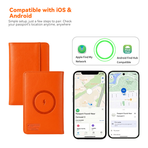 Localisateur intelligent anti-perte Find My, traqueur GPS, porte-monnaie en cuir PU, porte-passeport familial pour iOS et Android - Product Image 5