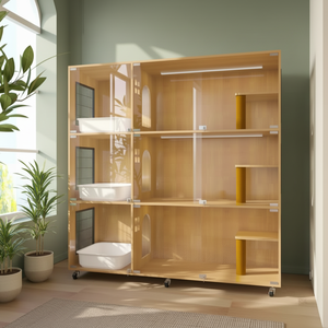 Casa y Jaula de Madera de Lujo para Varios Gatos, Perfecta como Condominio, Villa, Catio, Caseta para Mascotas y Solución de Recinto para Animales - Product Image 6