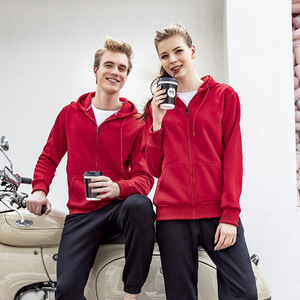 Navy Blue Fleece Lined Hooded <b>Zip</b>-<b>Up</b> Sweatshirt Workwear Cotton Thickened Winter Wear Custom Logo Print - Product Image 4