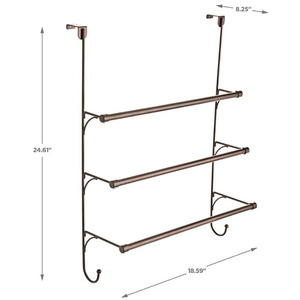 <strong>Over</strong>-The-<strong>Door</strong> 3 Tier Bathroom <strong>Towel</strong> Bar Rack with Hooks Bathroom <strong>Towel</strong> Organizer Holder Metal <strong>Towel</strong> <strong>Rail</strong> - Product Image 2