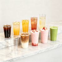Gobelet en plastique PP dépoli à fond rond de 9 oz avec couvercles, logo personnalisé pour mariage, gobelet jetable de 12 oz et 16 oz pour thé au lait, café, matcha