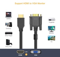 Adaptor/kabel untuk komputer proyektor Laptop, jaket PVC 1.8 p HDMI ke VGA berlapis emas 1080 m