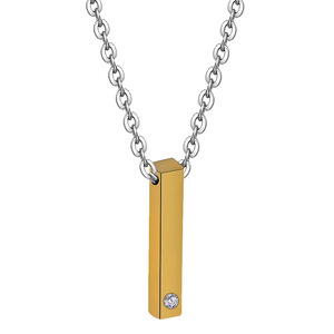 Pendentif en acier inoxydable avec sertissage de diamants, design géométrique, collier unisexe pour usage quotidien, surface lisse 3331 mm - Product Image 4