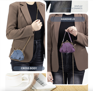 Sac Ando en cuir de vache véritable, mini porte-monnaie, sac bandoulière à chaîne avec fermoir papillon - Product Image 3