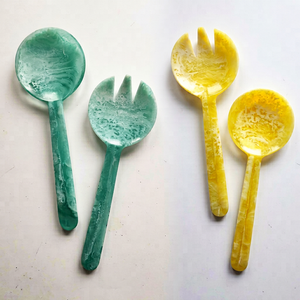 Nuevo Juego de Servidores de Ensalada de Resina, Cuchara y Tenedor de Acrílico Color Crema, Utensilios de Cocina, Herramienta para Catering, Suministros de Servicio en Tendencia - Product Image 1