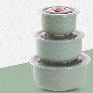 3個セット 麦わらエコフレンドリー子供用食器セット 300ml 500ml 900ml 日付表示付き食品保存容器 食器キット ギフト - Product Image 3