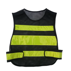<span class=keywords><strong>Gilet</strong></span> de sécurité réfléchissant noir haute visibilité pour homme, avec logo personnalisé, en maille 120g, pour cyclistes, ouvriers du bâtiment et géomètres - Product Image 2