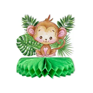 2024 Baby Shower centrotavola a nido d'ape Toppers tavolo Jungle Party decorazione 3D carta a nido d'ape per le imprese