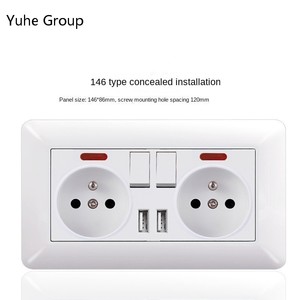 Enchufe de Pared Francés Doble de 16A 250V con Panel Táctil, Material de PC, Diseño Contemporáneo - Product Image 5