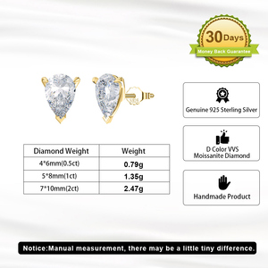 <span class=keywords><strong>Orecchini</strong></span> a Lobo in Moissanite Certificati USA GRA, Placcati in Oro 14K, <span class=keywords><strong>Argento</strong></span> Sterling S925, <span class=keywords><strong>Orecchini</strong></span> Ipoallergenici per Donne e Uomini - Product Image 3