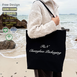 Sac fourre-tout en toile de coton personnalisé avec fermeture éclair et poche, sac fourre-tout à bandoulière, sac fourre-tout à lettres, sac de shopping - Product Image 2