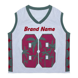 OEM personnalisé hommes pull-over tricots hiver gilet jacquard lettres avant sans manches col en V pull basket-ball style maillot creux - Product Image 5