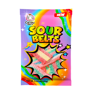 Custom 100g Mixed Fruit Sour Liquorice Chewy Gummy Strip Yummy Multicolor Sour Belt <strong>Candy</strong> with Fruit Flavored Halal Certified - Product Image 4