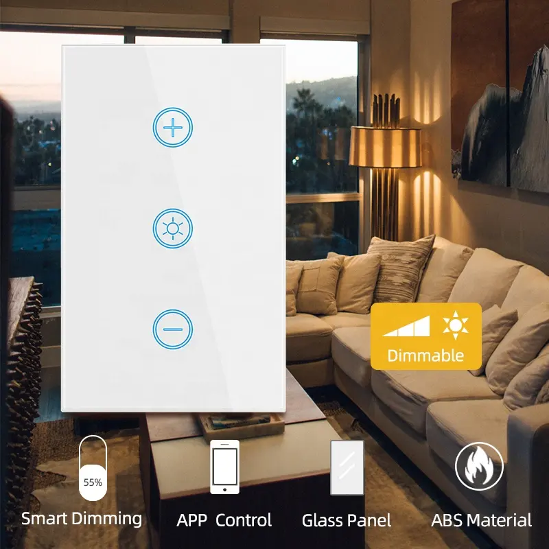 Ds172สหรัฐมาตรฐาน220โวลต์ไฟ Led สวิตช์หรี่ไฟ Tuya/ ชีวิตสมาร์ท App ไร้สายการควบคุมระยะไกล Wifi หรี่สวิทช์หน้าจอสัมผัส