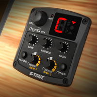 Accordeur LCD avec Effets Réverbération/Délai/Chorus/Largeur Préampli Guitare Acoustique GT-6 Micro Piézo Égaliseur 3 Bandes