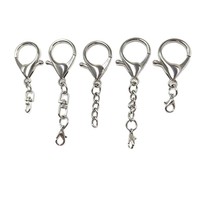 Chaîne d'extension porte-clés en alliage d'argent en forme de C avec fermoir mousqueton, mini connecteurs griffe de homard, accessoires de porte-clés en vrac, pendentif