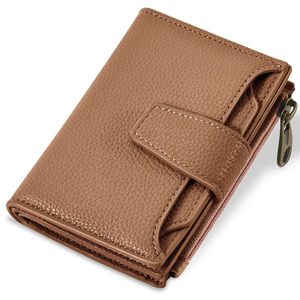 Portefeuille pour femme, couleur unie, fermeture à boucle en PU, usage quotidien, marron clair, 5 x 3,8 x 1,2 pouces - Product Image 1