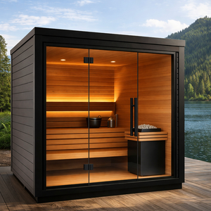 屋外用伝統的な無垢材ドライスチームサウナ室 ポータブル 3～4人用サウナ室 1年間保証 - Product Image 2