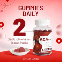 Gummies véganes Maca Plus 200MG, mélange d'herbes Maca noire, Aguaje, Fenugrec, Tribulus, Dong Quai, 60 unités, complément alimentaire