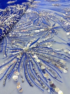 Sang Trọng Đa-Màu Sắc Pháp Ren Đính Cườm Pháo Hoa Mô Hình Laser Thêu Hạt Sequins Vải Cho Đám Cưới Cô Dâu Ăn Mặc - Product Image 2