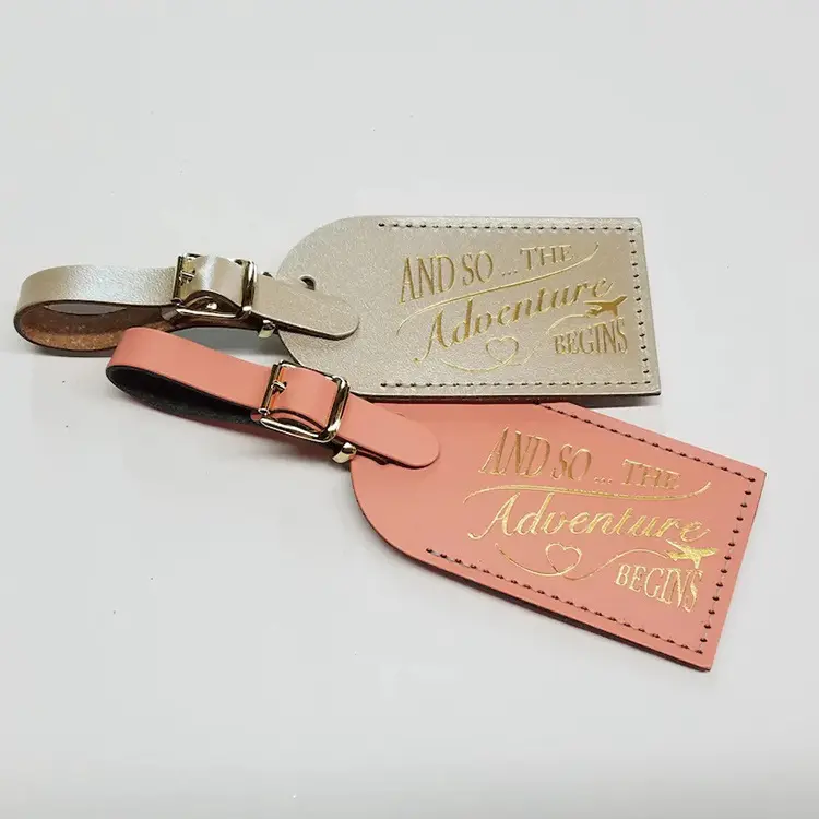 Bulk Blank Champagne Heart Loop Hot Stamping Leather And So The Adventure Begins Bridesmaid Personalized Luggage Tags