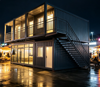 Bâtiment modulaire à deux étages en conteneurs, cabane préfabriquée pour bureau, café, épicerie, maison, hôtel, design moderne, construction rapide