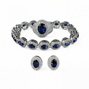 Fashion Elegant Oval Women Chain <b>Bracelet</b> 3pcs Jewelry Set Weddings Zircon Women <b>Bracelet</b> Earrings Rings Set Pulsera De Mujer - Product Image 1