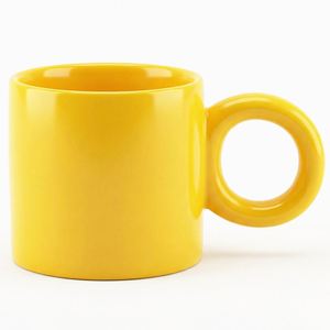 Modern Ceramic <b>Latte</b> Coffee <b>Cup</b> with Ring Handle - Creative Gift for Home Use. Large Round <b>Cup</b> Creative Ceramic Mug - Product Image 1