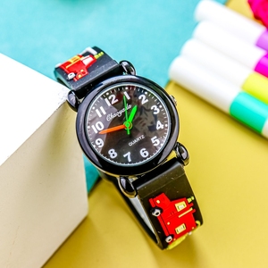 Montre électronique 3D pour enfants, dessin animé, camion de pompiers, véhicule de course, pour garçons et filles, étanche, mouvement à quartz 31 mm, bracelet en caoutchouc - Product Image 3
