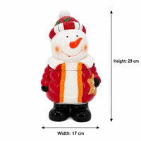 Pot à biscuits festif en céramique, bonhomme de neige, avec détails chapeau rouge et agneau de Noël, corps blanc, décoration de Noël pour la maison, pour les boutiques de cadeaux et la vente en gros