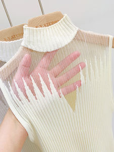 <span class=keywords><strong>Maglia</strong></span> da <span class=keywords><strong>donna</strong></span> j2k Chic estiva in <span class=keywords><strong>maglia</strong></span> tinta unita bianca in <span class=keywords><strong>maglia</strong></span> Skinny gilet senza maniche senza scollo Streetwear maglione estivo Casual - Product Image 6