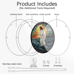 Ornement suspendu <span class=keywords><strong>pour</strong></span> fenêtre en forme de puzzle irrégulier sur le thème du christianisme, attrape-soleil en acrylique DIY <span class=keywords><strong>pour</strong></span> la maison et le jardin - Product Image 3