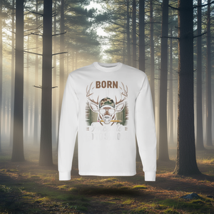 T-shirt à manches longues pour garçon, camouflage, chasse au cerf, jeune homme né pour chasser - Product Image 3