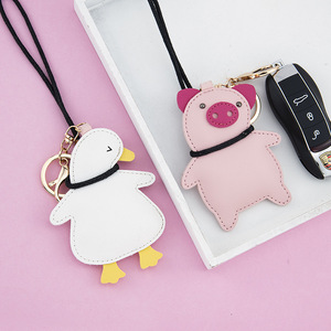 Cute Animal Leather Custom Keychain Ideas PU Key Fob for Bag Decoration and Key Holder