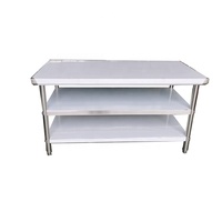 Table de préparation alimentaire de cuisine à trois niveaux en acier inoxydable réglable en hauteur, capacité robuste, revêtement autonettoyant pour la cuisine