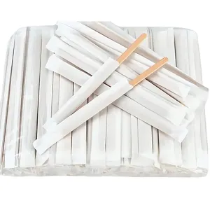 Senfenghe CS-001 140mmx5mmx1.3mm Eco-Friendly Disposable Birch Wood Flat Tea <strong>Stick</strong> for Coffee <strong>Milk</strong> Blender - Product Image 1