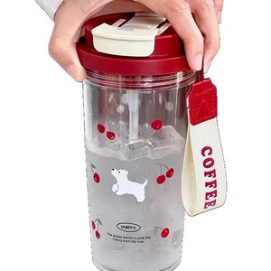 Cherry Puppy Double Drink Cup 580ml With Straw And <b>Tea</b> <b>Infuser</b> For Students And Office Use - Product Image 5