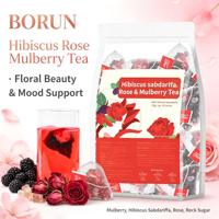 Sachets de thé OEM ODM Roselle, Mûre et Rose 150g (5x30 sachets) – Embellit la peau, nourrit l'apparence, améliore l'humeur – Infusion à l'eau chaude ou froide