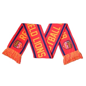 Bufanda de fútbol de invierno de acrílico tejida a medida, al por mayor, para aficionados al fútbol, con diseños de jacquard, larga, de camuflaje, hoja, letras, argyle, puntos y lazos - Product Image 2