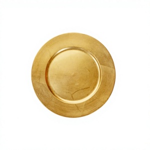 Plato de Presentación Redondo de Metal, Color Dorado Sólido, Diseño Moderno Pulido, Hecho a Mano, para Hoteles, Bodas, Vajilla y Platos - Product Image 4