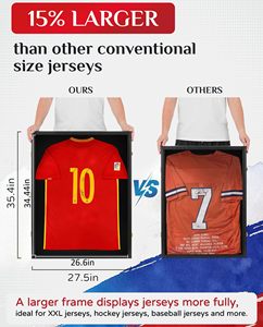 2026 Wholesale Black Hockey Jersey Display Large Memorabilia Case Shadow Box Frame with Lock Cave Decor Sports Fans Gift - Product Image 6