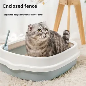 Extra große umwelt freundliche quadratische Katzen toilette aus Kunststoff Anti-Splash-verdickte Toilette Halb geschlossene Anti-Sand-Haustier reinigung - Product Image 3