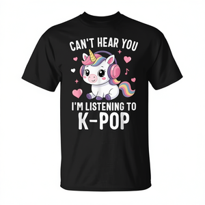 Camiseta K-Pop Can't Hear You I'm Listening To K-Pop, diseño Kawaii para chicas - Product Image 2