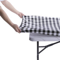 Housse de table extérieure anti-poussière en flanelle avec bande élastique, nappe de pique-nique imprimée 4FT/6FT avec élastique