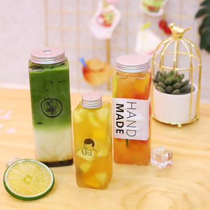 Pour bouteilles de boisson carrées en plastique PET 350ml/500ml/650ml avec sérigraphie à bouchon à vis pour jus de café de thé - Product Image 4